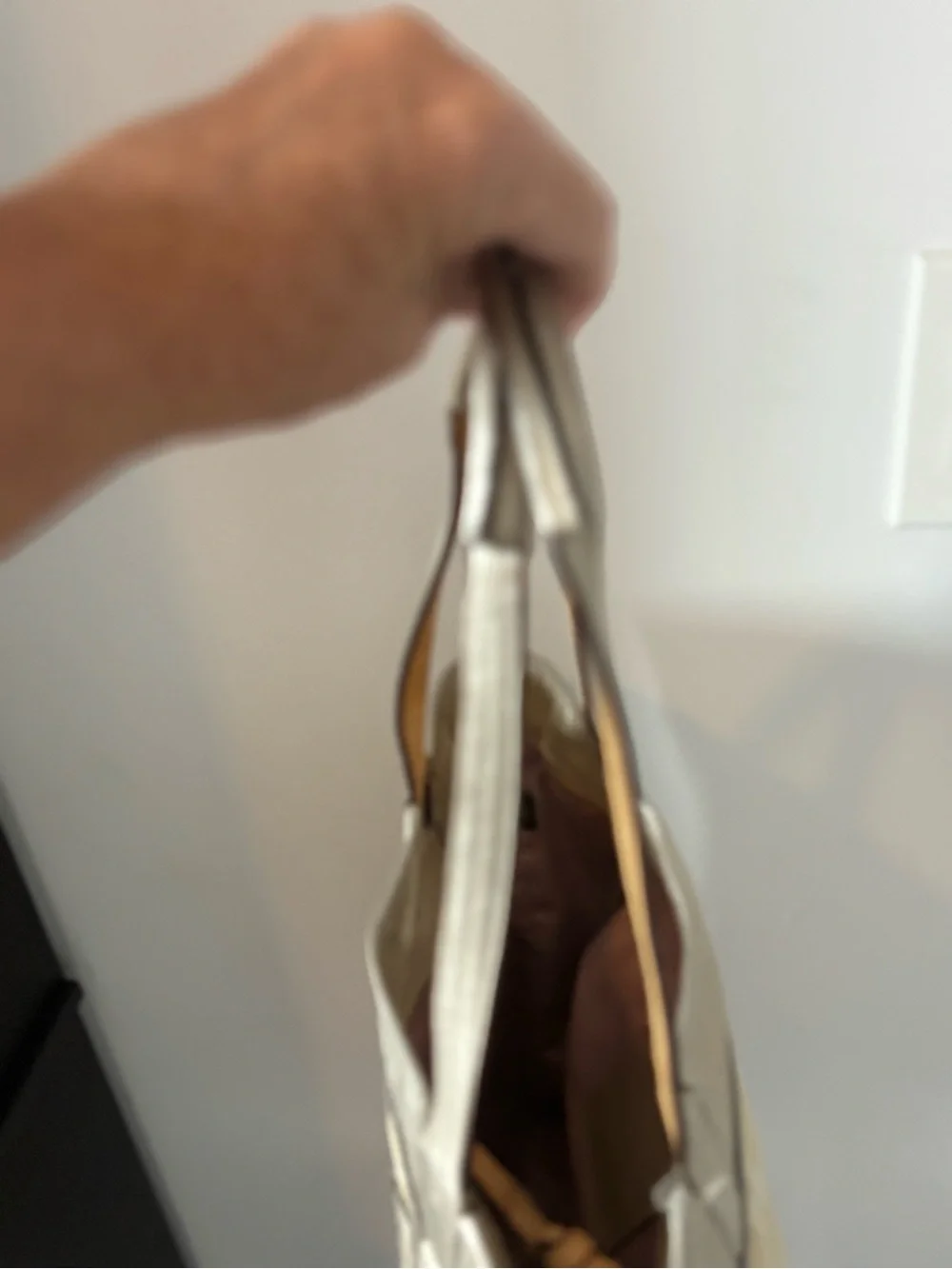 Coach Cream and Metallic Gold Signature Tote